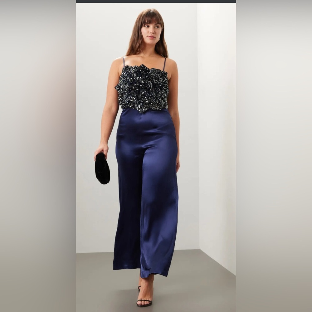 Badgley Mischka Rose Sequin Jumpsuit, size‎